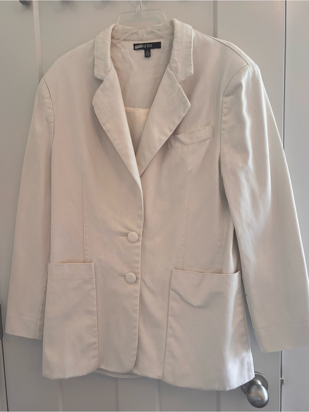AFRM Women's Ivory Single-Breasted Blazer with Patch Pockets